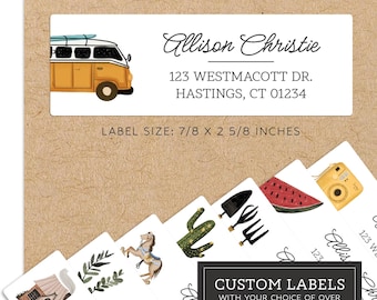 Simple Illustrations Personalized Return Address Labels - Over 40 Image Choices - Custom Address Label Stickers