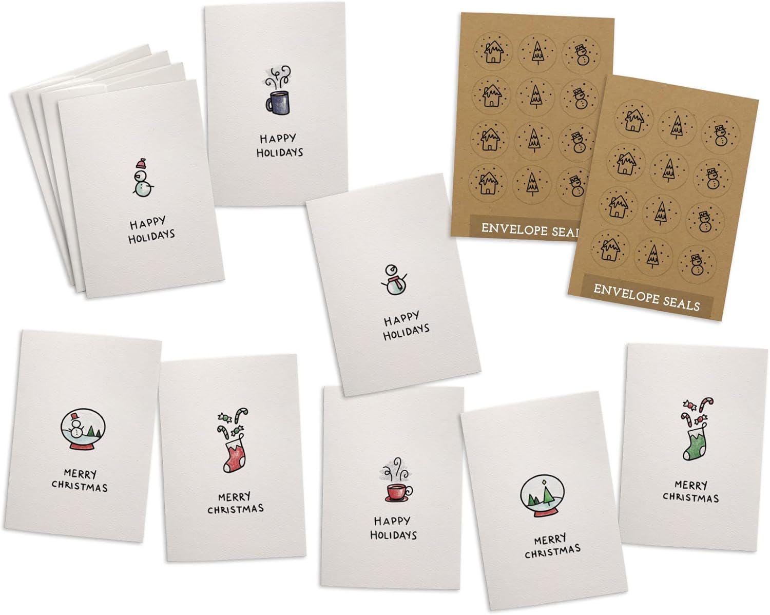 Weihnachtskarten Set – 24 Karten Mit Umschlägen, 100% Recycelt, 12,4x17,1 Cm