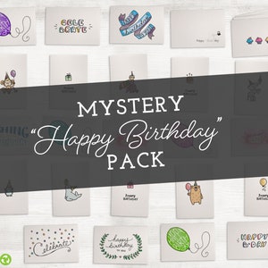 Happy Birthday Cards Mystery Collection - Pack of 24 Cards & Envelopes - Random Designs for All Age Birthdays