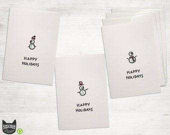 Minimalist Snowmen Happy Holidays Cards - 24 Greeting Cards with Envelopes