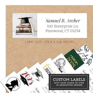 Personalized Graduation Return Address Labels - Over 2025 Graduation Images - Custom Address Labels