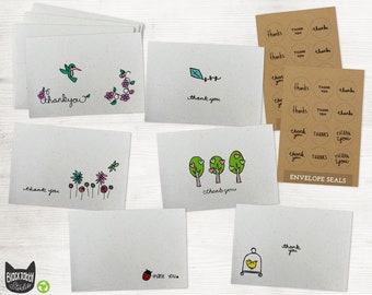 Spring Nature Thank You Cards - 24 Mini Cards with Envelopes and Seal Stickers