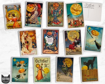 Vintage Style Halloween Postcards - 24 Retro Style Halloween Illustration Postcards