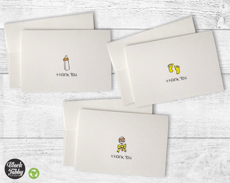 Baby Thank You Cards Collection 24 Cards with Envelopes Yellow