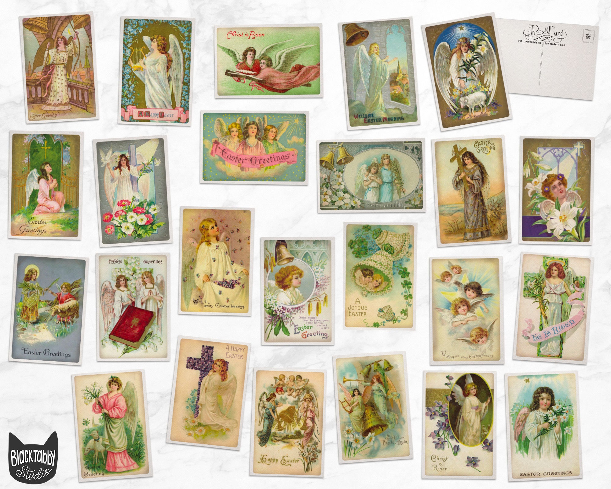 Vintage Style Easter Postcards - 24 Retro Style Postcards - Christian ...