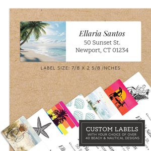 Beach Personalized Return Address Labels - Over 40 Tropical Images - Custom Address Labels