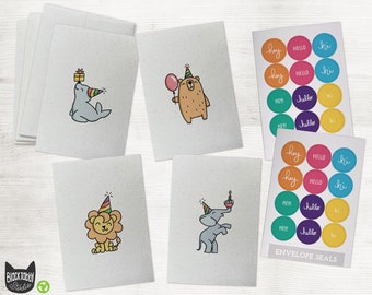 CLEARANCE - 24 Circus Animal Birthday Cards