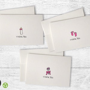 Baby Thank You Cards Collection 24 Cards with Envelopes Pink