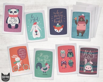 Cozy Winter Animals Pack - 24 Cards with Envelopes