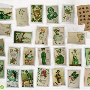 Vintage Irish Children Retro Style St. Patrick&#39;s Day Cards - 24 St. Patricks Cards & Envelopes with Seal Stickers