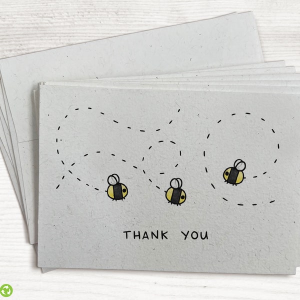 Fuzzy Buzzy Bee Thank You Cards - 24 Bee Thank You Cards with Envelopes - Blank Bee Note Cards for Birthday Party, Baby Shower, Summer BBQ