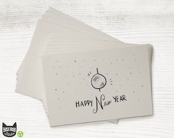 New Year Ball Drop - Set of 24 New Year Greeting Cards with Envelopes