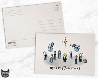 Merry Christmas Nativity Postcards - Printed on Beautiful Textured Cardstock