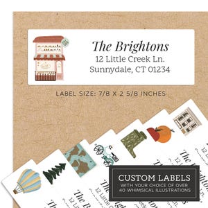 Simple Illustrations Personalized Return Address Labels - Over 40 Image Choices - Custom Address Label Stickers