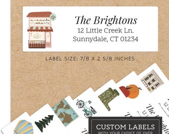 Simple Illustrations Personalized Return Address Labels - Over 40 Image Choices - Custom Address Label Stickers