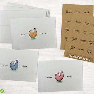 Chicken Thank You Cards - 24 Set Pack - 100% Recycled Cards and Envelopes with Seal Stickers