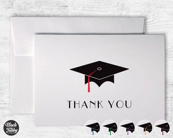 Graduation Cap (Choose From 6 Different Tassel Colors!) - 24 Thank You Cards