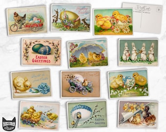 Vintage Style Easter Postcards - 24 Retro Style Postcards