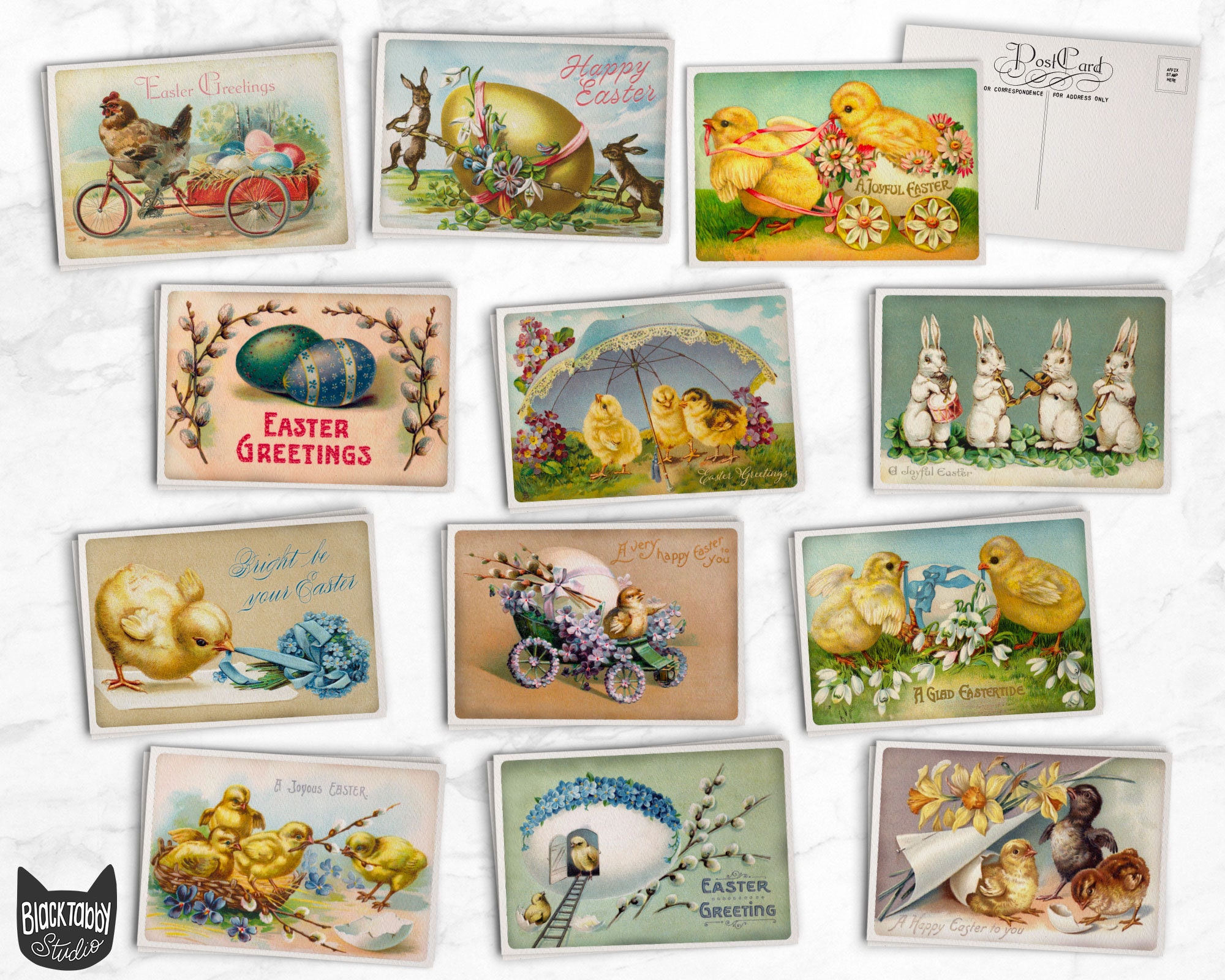 Vintage Style Easter Postcards - 24 Retro Style Postcards - Etsy