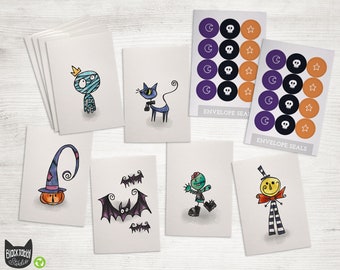 Halloween Greeting Cards (Tim Burton Inspired) Notecard Set - 24 Notes with Envelopes and Seal Stickers