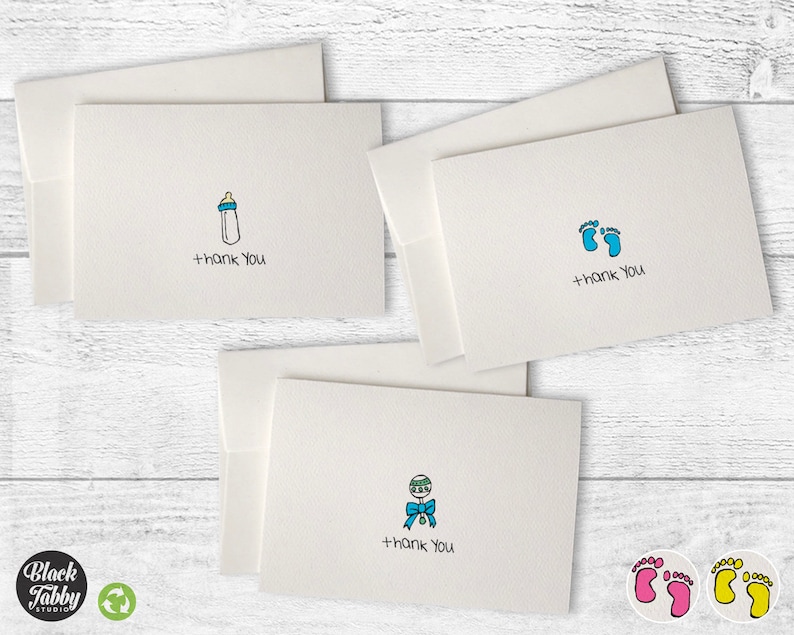 Baby Thank You Cards Collection 24 Cards with Envelopes Blue