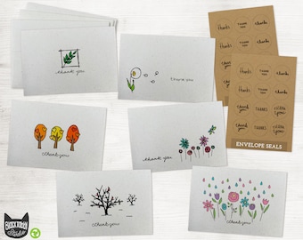 Nature Thank You Collection - 24 Cards with Envelopes and Seal Stickers