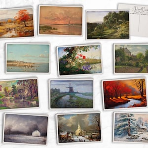 Vintage Style Landscape Postcards - 24 Retro Style Postcards with Scenic Landscapes