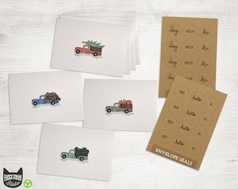 Farm Truck Notecards Variety Pack - 24 Mini Farmers Cards with Envelopes and Seal Stickers