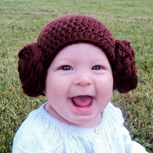 Princess Leia Baby Hat, Crocheted Princess Leia Hat, Newborn Princess Leia Hat