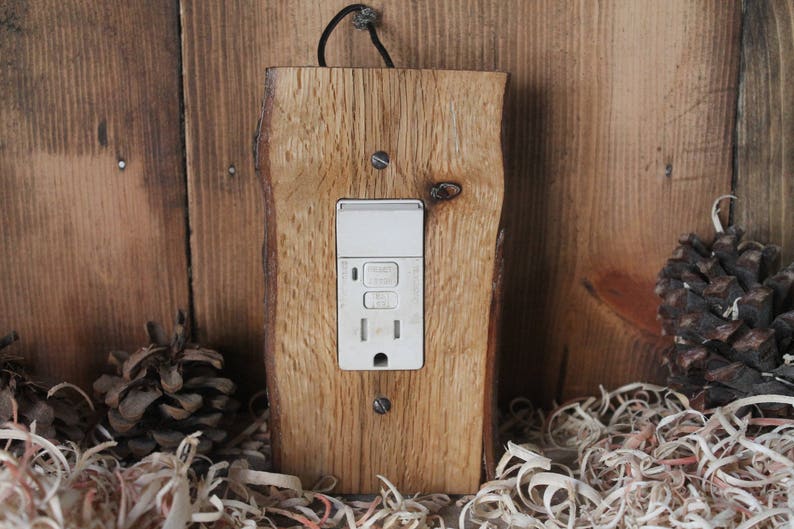 Red oak GFCI outlet cover plate 15 Etsy