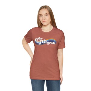 Fifth Grade Retro Blue Rainbow Unisex Short Sleeve Tee