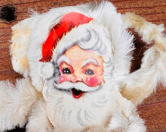 Vintage 1950’s White Chenille Santa Ornament