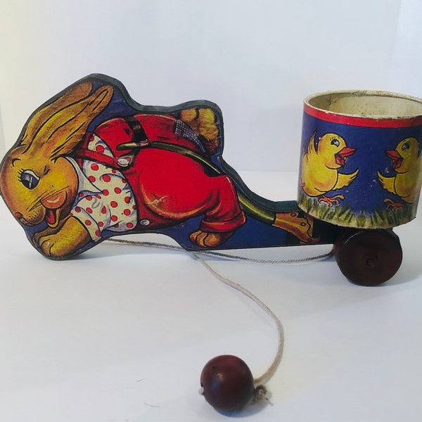 Vintage Wooden Rabbit Pull Toy