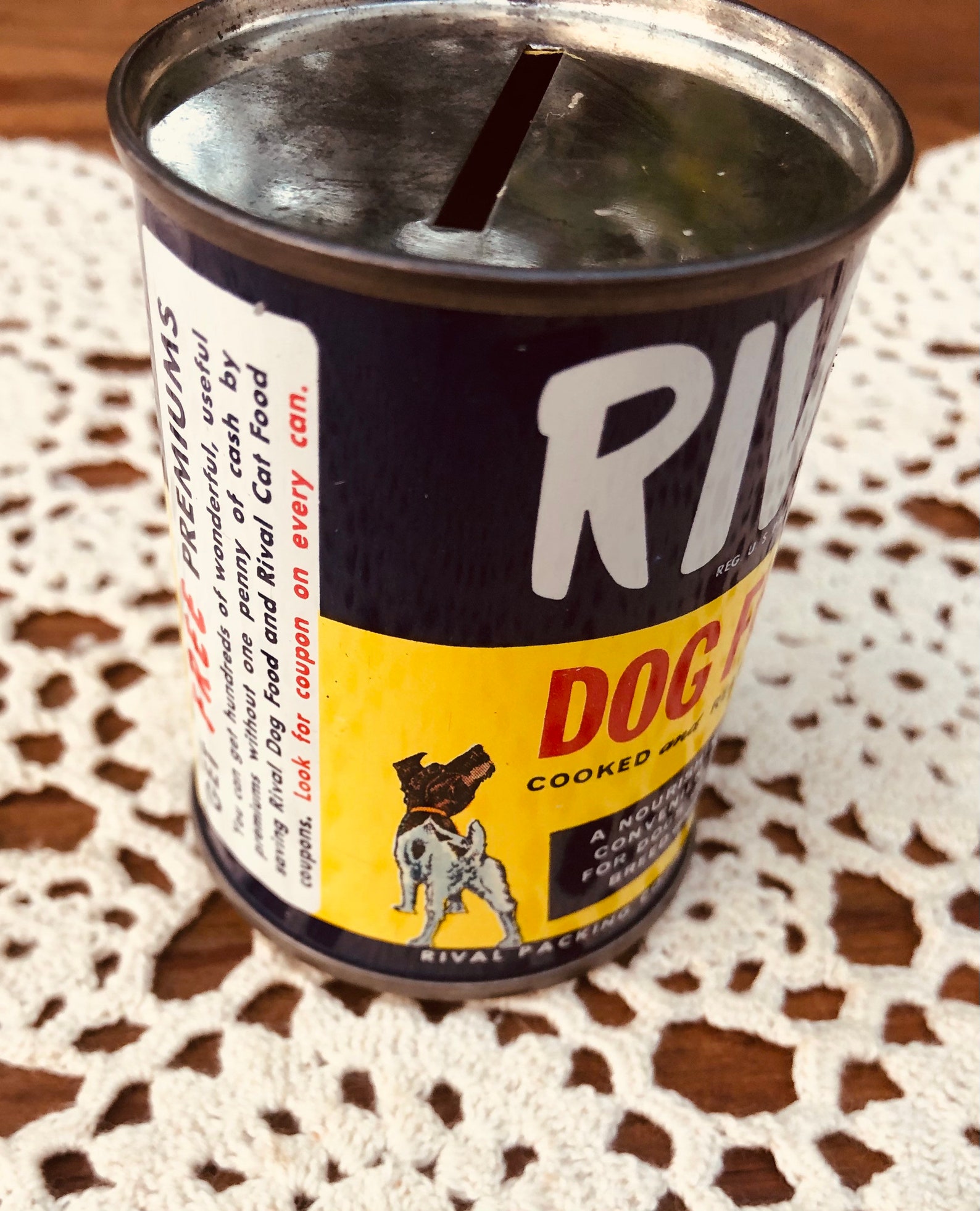 Vintage Rival Dog Food Litho Tin Bank en excelentes Etsy