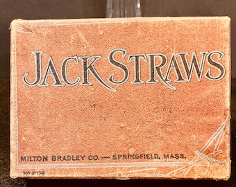 Antique Milton Bradley Co “Rare” Antique American Jack Straws Game 4108 Original Box