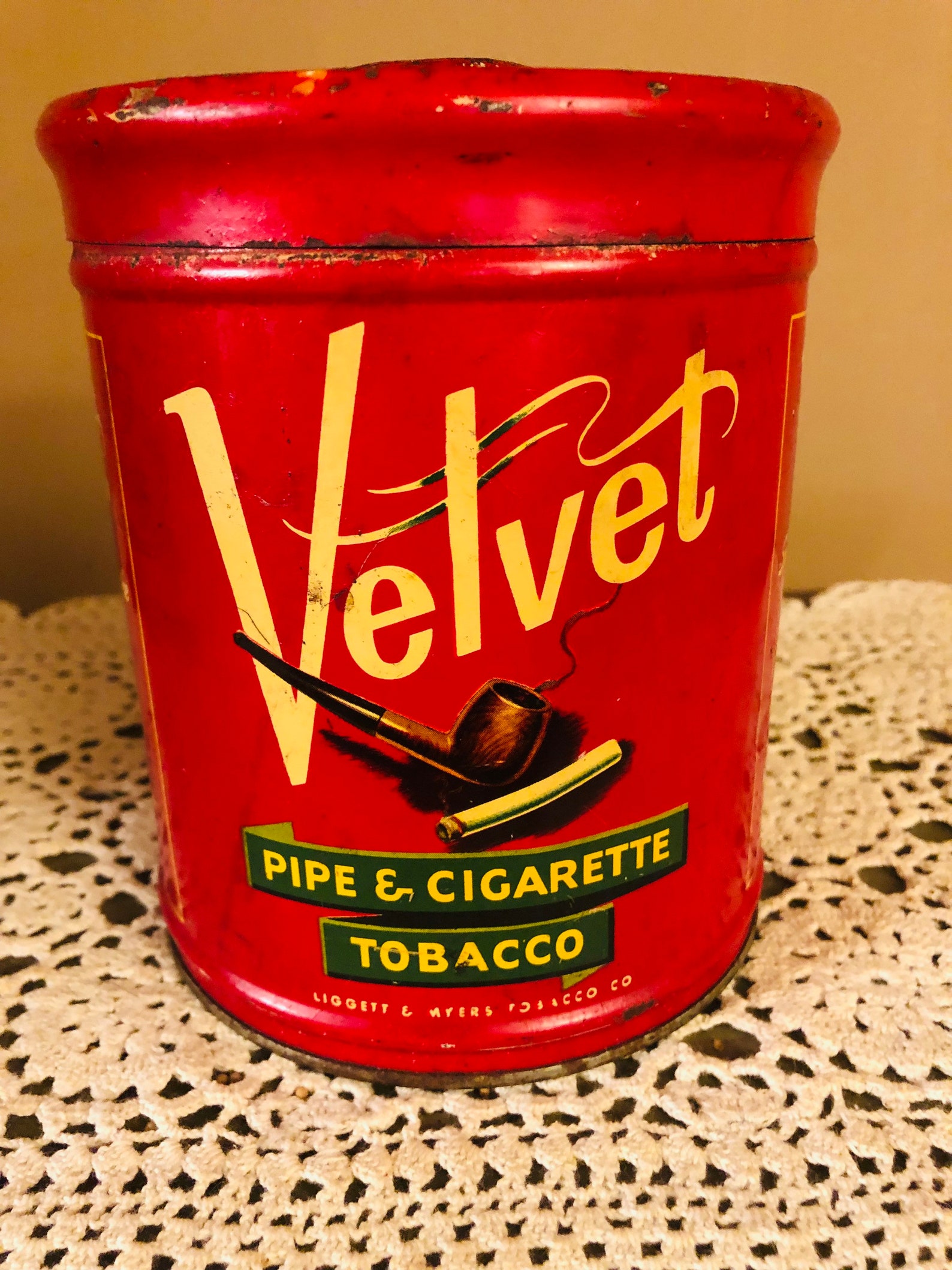Vintage Velvet Pipe & Cigarette Tobacco Tin Etsy