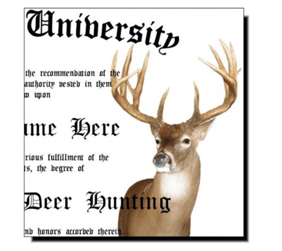Personalized DEER HUNTING Diploma Any Name you want Deer Etsy