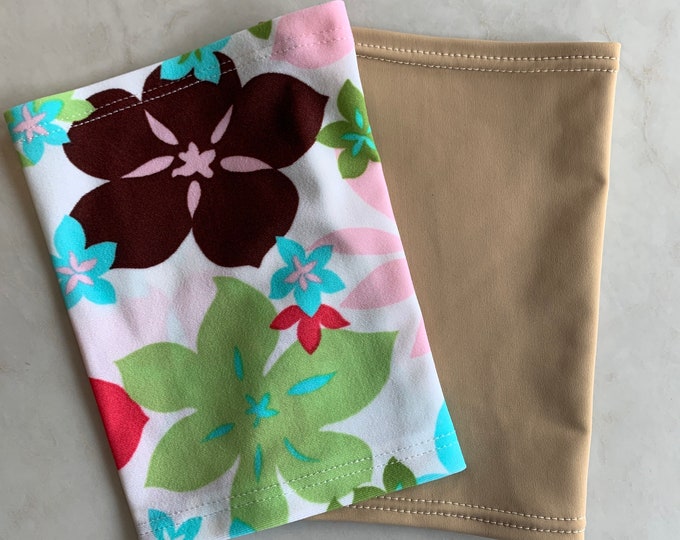 2 pack flower and beige picc line covers-perfect pack to go with any outfit!