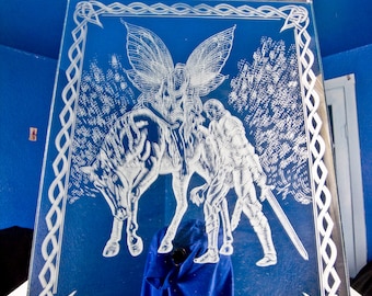 Knight and Faerie Princess Etched Mirror