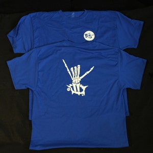 Hang Loose T-shirt Royal Blue Bone Sign Series Two sided