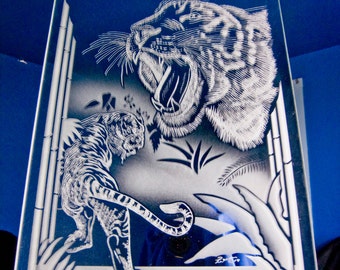 Tiger Etched Mirror