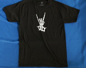 Rock on T-shirt Black Bone Sign Series