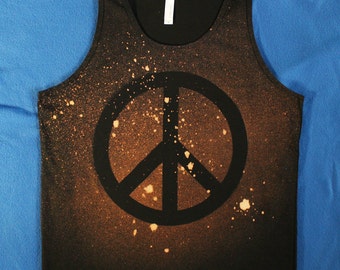 Peace Sign Splatter Tank Top Black
