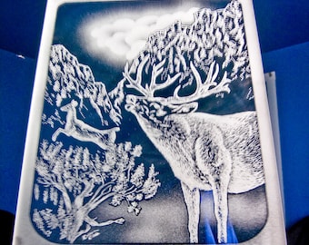 Mule Deer Etched Mirror