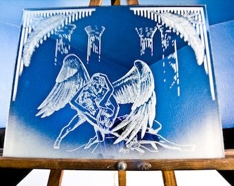 Cupid and Psyche Etched Mirror