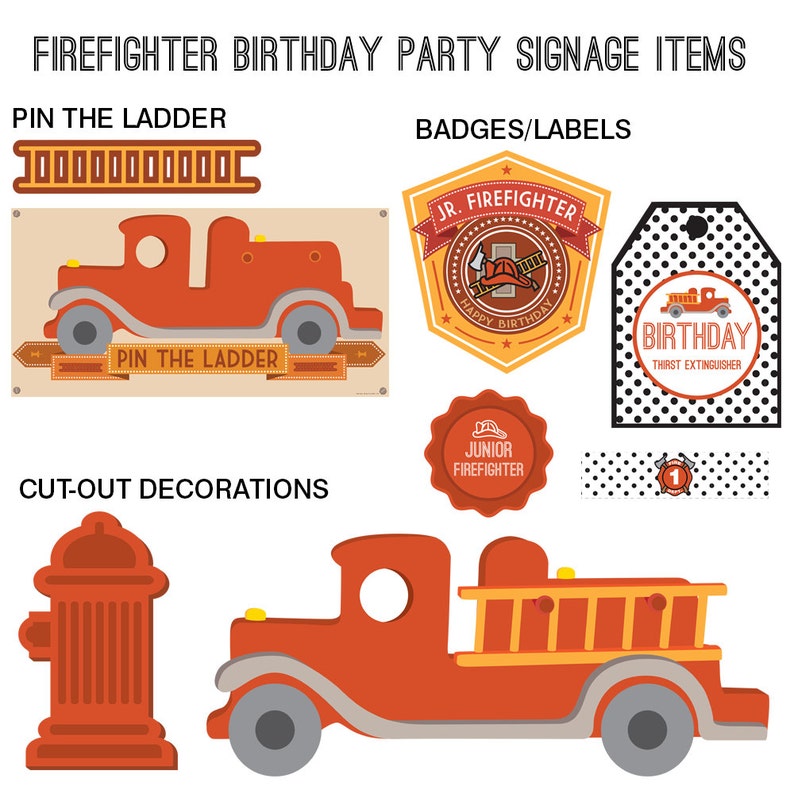 Firefighter Printable Party Package - Etsy