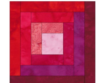 Log Cabin Quilt Block Pattern Digital Download Modern Patchwork Instant Download FPP Easy Quilt Block