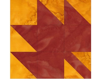 Maple Leaf Quilt Block Pattern Digital Download Modern Patchwork Instant Download FPP Easy Quilt Block 4 Sizes 6, 8, 10, 12 inches