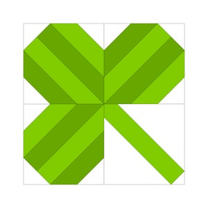 Striped Shamrock Quilt Block Pattern Digital Download Modern Patchwork Instant Download FPP Easy Quilt Block 5 Sizes 6,8,10,12,15 in Blocks