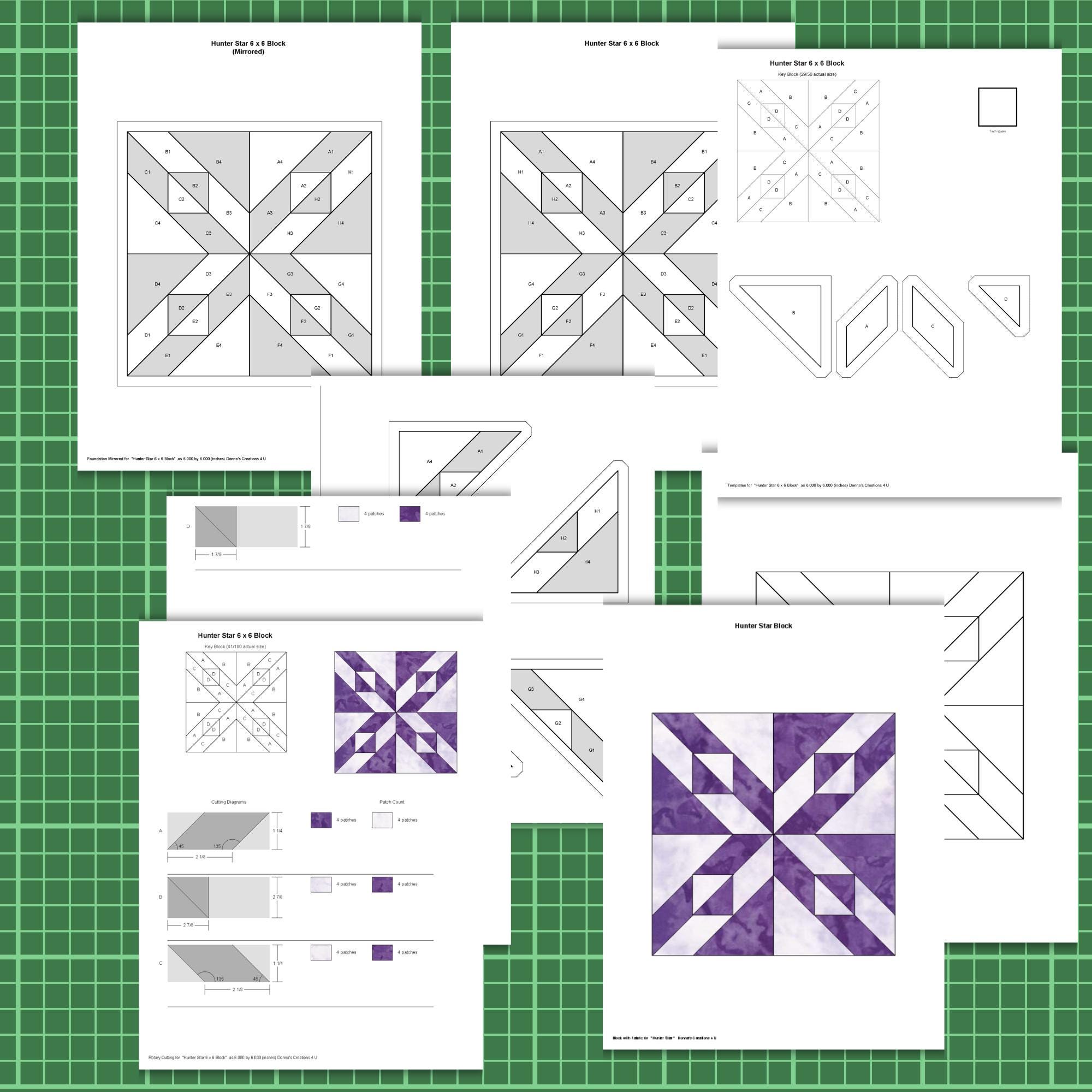 Hunter Star Quilt Block Pattern Digital Download Modern Patchwork ...